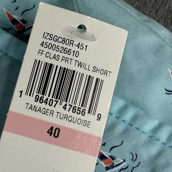 IZOD Shorts Mens‎ 40 Harborside Printed Blue Twill w/ Sailboats 9.5"  New $62 - Picture 8 of 12